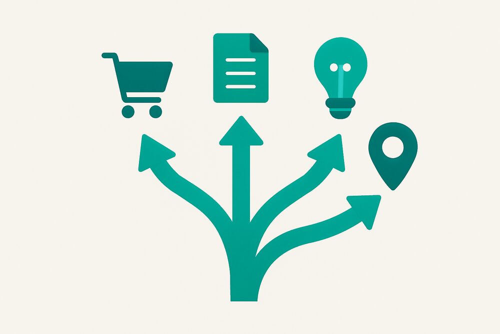 Les quatre intentions de recherche : informationnelle, navigationnelle, commerciale, transactionnelle